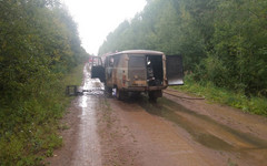 В Афанасьевском районе во время движения загорелся УАЗ